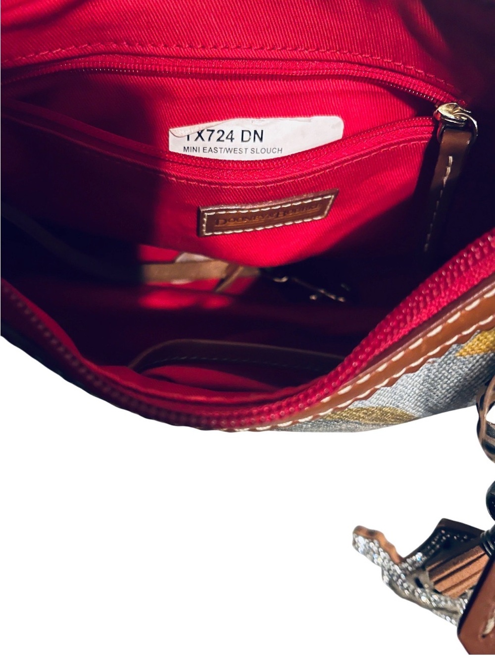 Dooney & Bourke Multicolor Printed Canvas Shoulder Bag with Tan Leather Trim - Picture 3 of 5